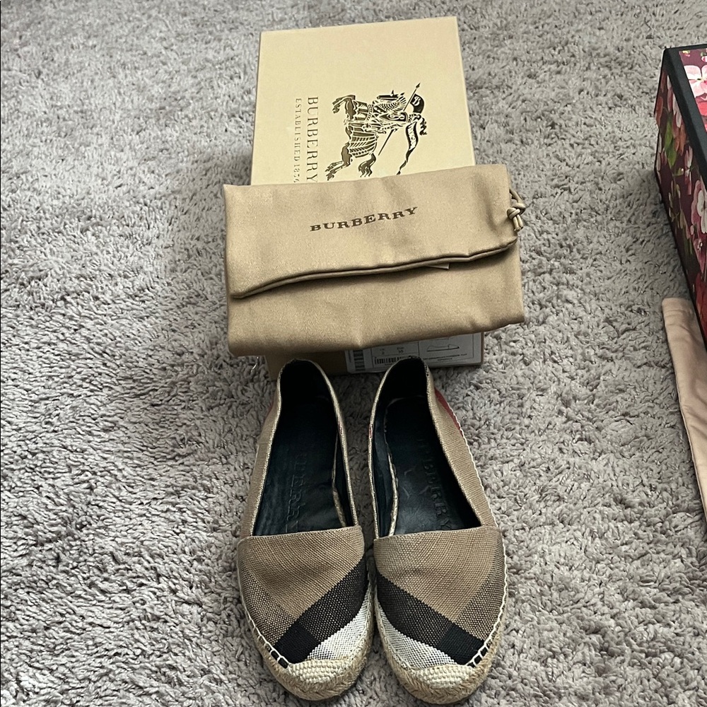 Burberry Tan and Black Espadrilles